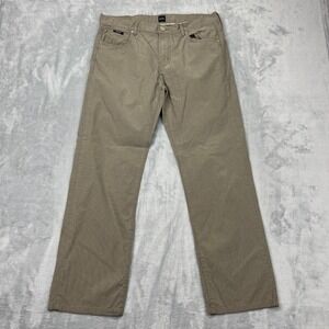 HUGO BOSS Chino Pants Mens Size 34/34 Beige Regular Fit Flat Front Straight Leg